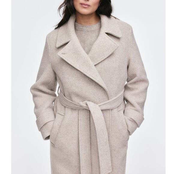 H&M Jackets & Blazers - H&M Belted Trench Coat Wool Blend Coat Regular Fit Beige Size XL